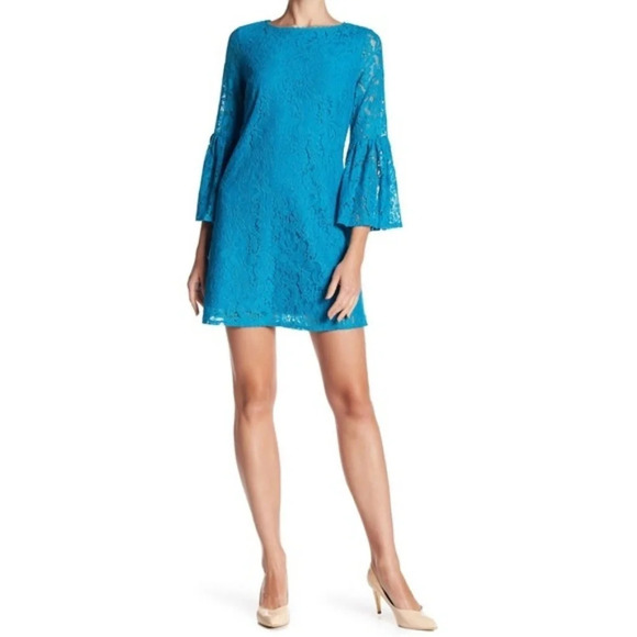 NWT Laundry Shelli Segal Bell Sleeve Lace Dress 8 - Picture 1 of 8